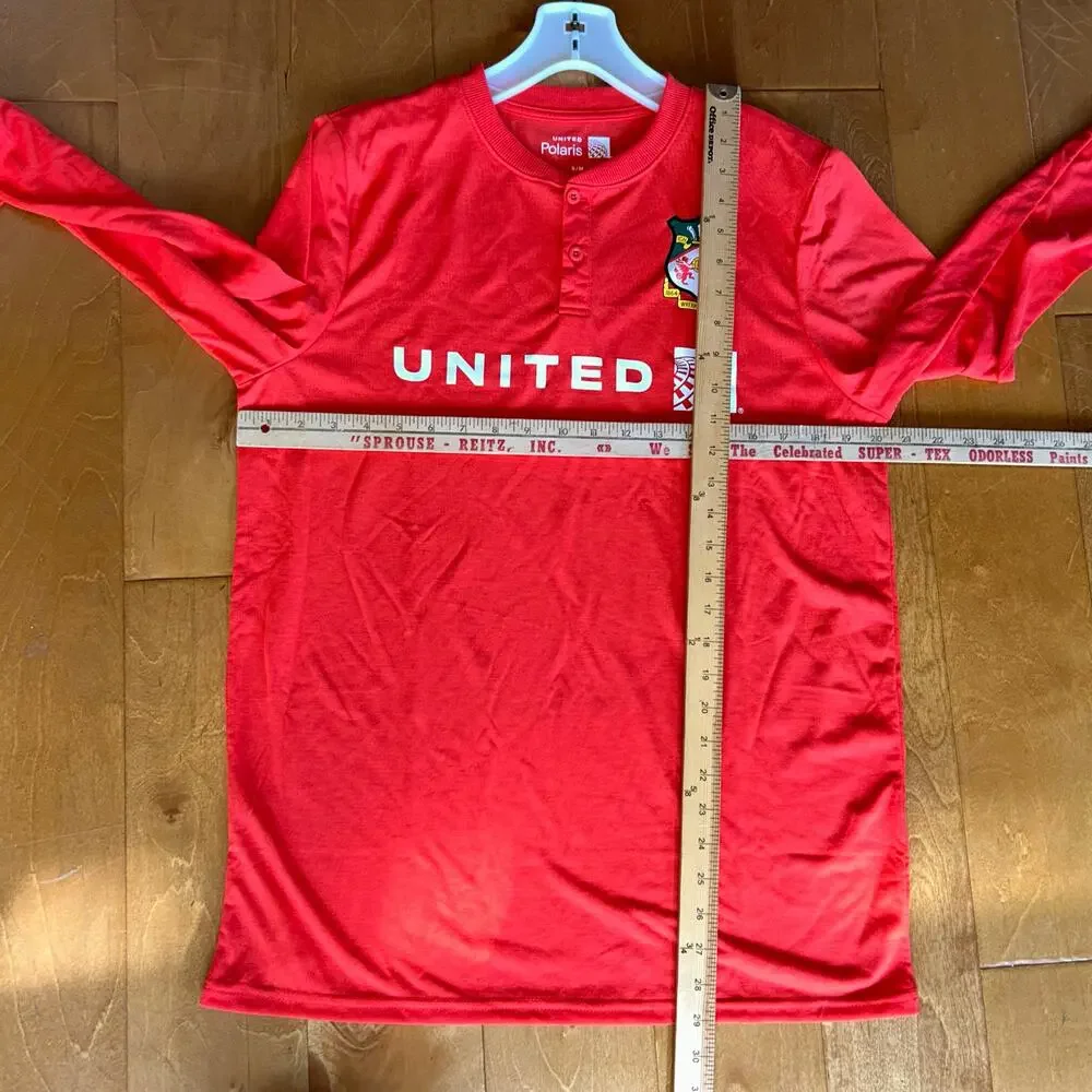 United Polaris Wrexham AFC Shirt Henley Pajama Mens S/M red orange Football